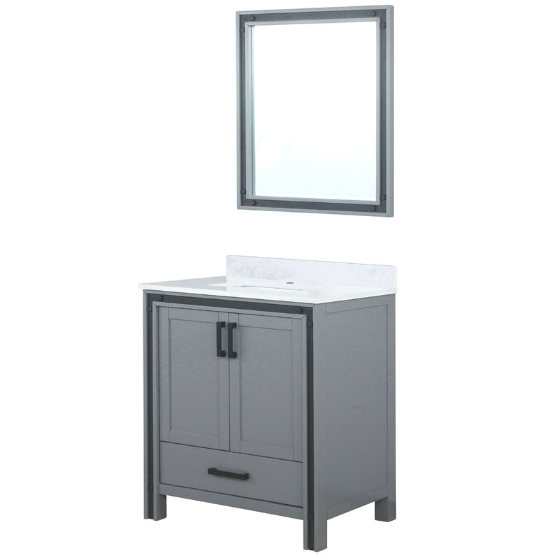 Lexora Ziva 30" W x 22" D Bath Vanity with White Quartz Top and 28" Mirror