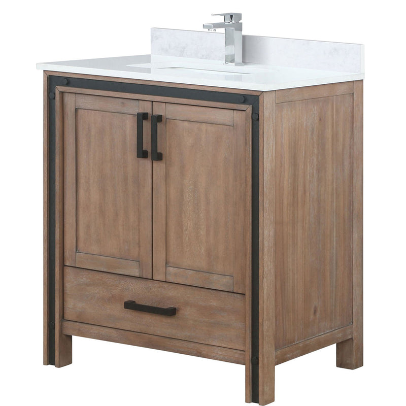 Lexora Ziva 30" W x 22" D Bath Vanity with White Quartz Top and Faucet Set