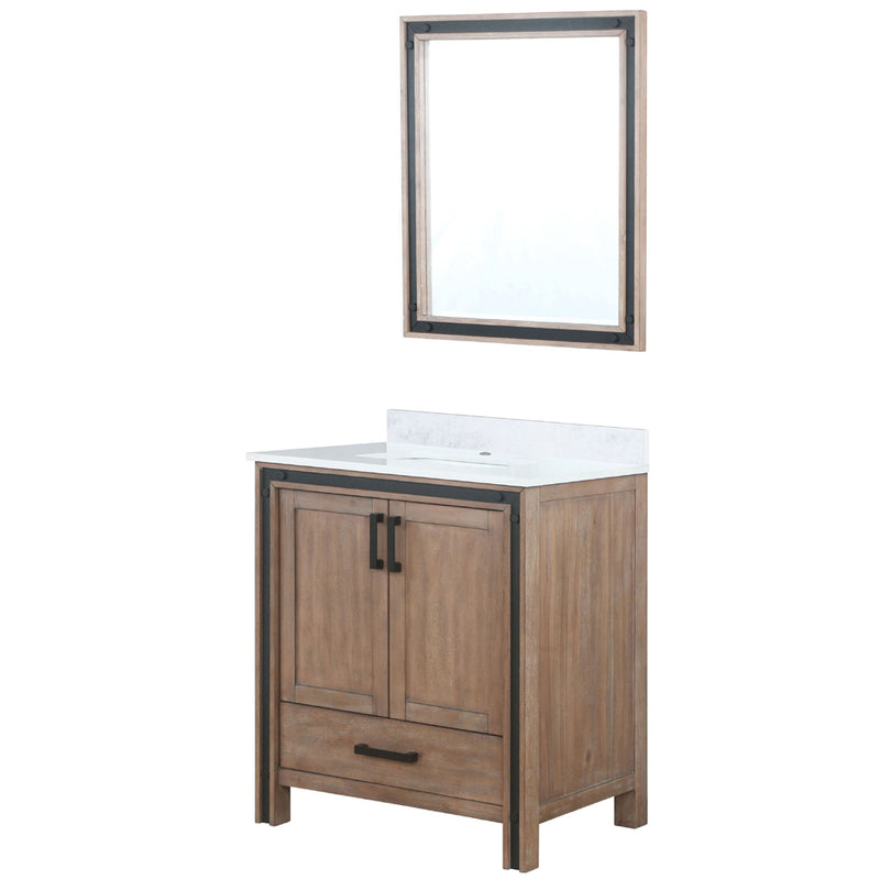 Lexora Ziva 30" W x 22" D Bath Vanity with White Quartz Top and 28" Mirror