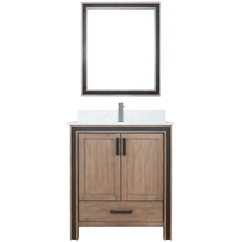 Lexora Ziva 30" W x 22" D Bath Vanity White Quartz Top with Faucet Set and 28" Mirror