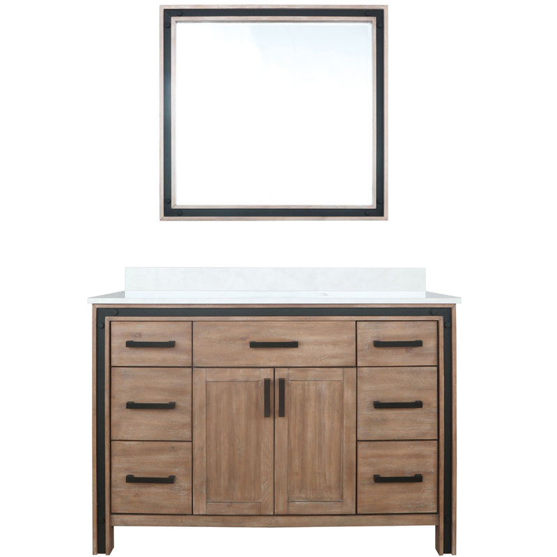 Lexora Ziva 48" W x 22" D Bath Vanity with White Quartz Top and 34" Mirror