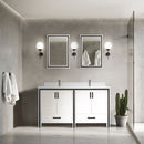 Lexora Ziva 60" W x 22" D Double Bath Vanity with White Quartz Top and 22" Mirrors