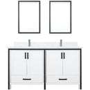 Lexora Ziva 60" W x 22" D Double Bath Vanity White Quartz Top with Faucet Set and 22" Mirrors