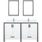 Lexora Ziva 60" W x 22" D Double Bath Vanity White Quartz Top with Faucet Set and 22" Mirrors