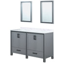 Lexora Ziva 60" W x 22" D Double Bath Vanity with White Quartz Top and 22" Mirrors