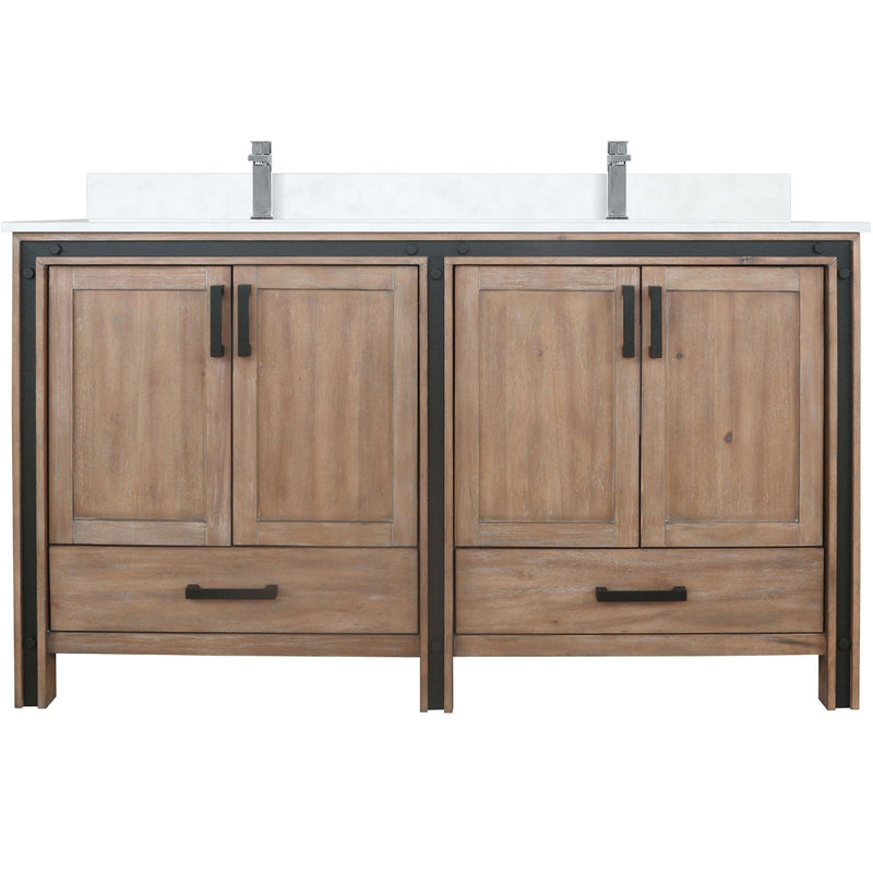 Lexora Ziva 60" W x 22" D Double Bath Vanity with White Quartz Top and Faucet Set