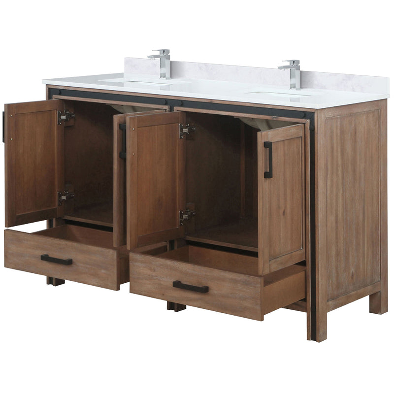 Lexora Ziva 60" W x 22" D Double Bath Vanity with Cultured Marble Top and Faucet Set