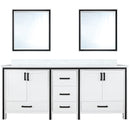 Lexora Ziva 72" W x 22" D Double Bath Vanity with White Quartz Top and 30" Mirrors