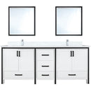 Lexora Ziva 72" W x 22" D Double Bath Vanity White Quartz Top with Faucet Set and 30" Mirrors