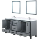 Lexora Ziva 72" W x 22" D Double Bath Vanity White Quartz Top with Faucet Set and 30" Mirrors