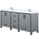 Lexora Ziva 72" W x 22" D Double Bath Vanity with Cultured Marble Top and Faucet Set