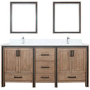 Lexora Ziva 72" W x 22" D Double Bath Vanity White Quartz Top with Faucet Set and 30" Mirrors