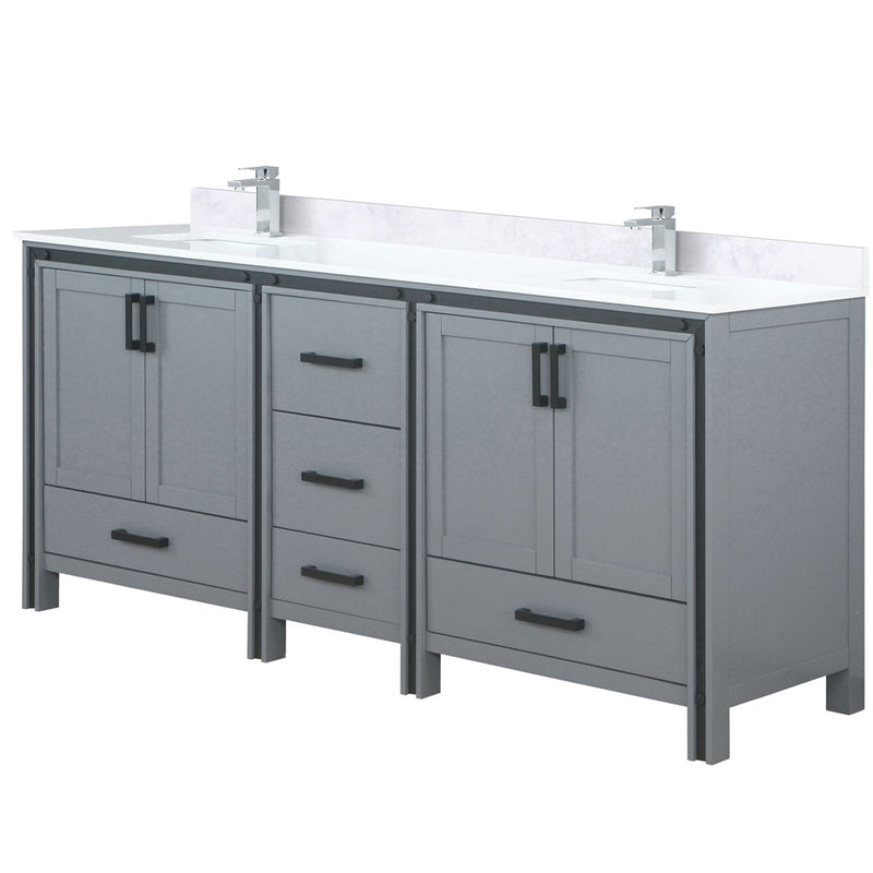 Lexora Ziva 80" W x 22" D Double Bath Vanity with White Quartz Top and Faucet Set