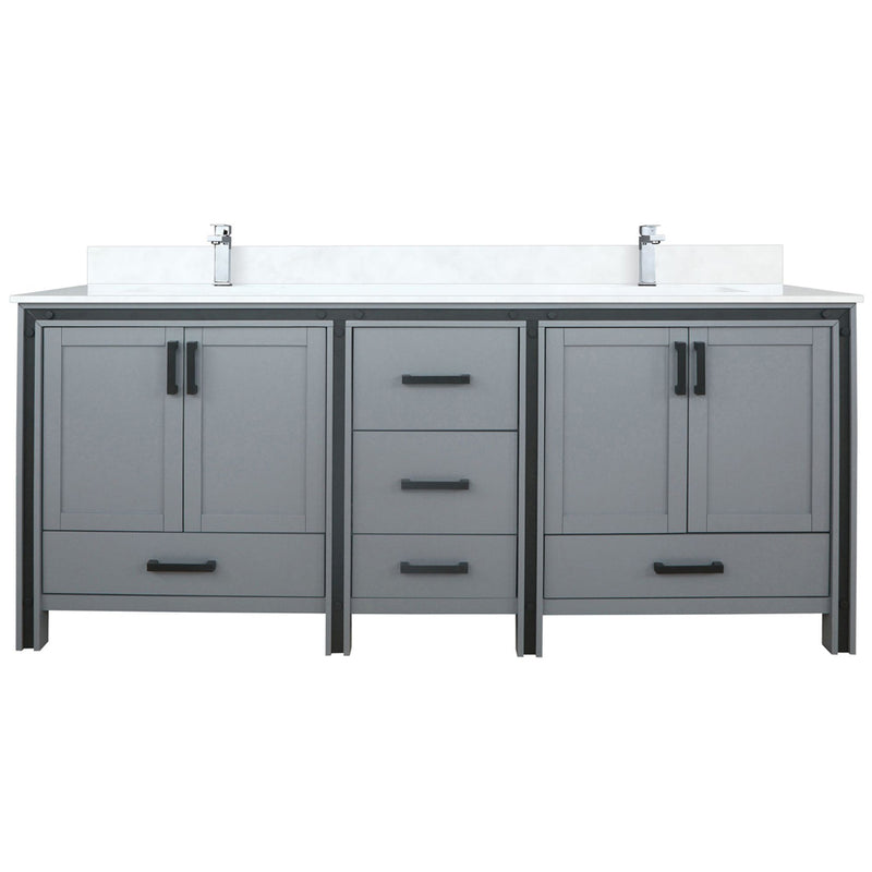 Lexora Ziva 80" W x 22" D Double Bath Vanity with White Quartz Top and Faucet Set