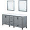 Lexora Ziva 80" W x 22" D Double Bath Vanity with White Quartz Top and 30" Mirrors