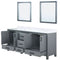 Lexora Ziva 80" W x 22" D Double Bath Vanity with White Quartz Top and 30" Mirrors