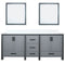 Lexora Ziva 80" W x 22" D Double Bath Vanity with White Quartz Top and 30" Mirrors