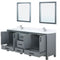 Lexora Ziva 80" W x 22" D Double Bath Vanity White Quartz Top with Faucet Set and 30" Mirrors