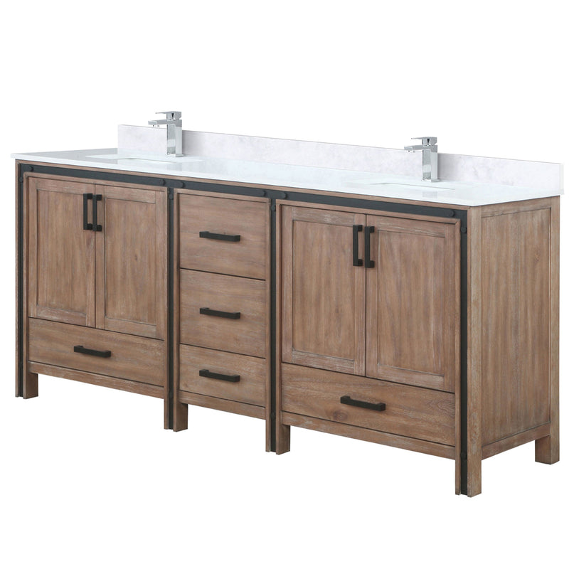 Lexora Ziva 80" W x 22" D Double Bath Vanity with White Quartz Top and Faucet Set