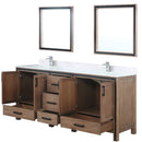 Lexora Ziva 80" W x 22" D Double Bath Vanity White Quartz Top with Faucet Set and 30" Mirrors