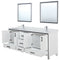 Lexora Ziva 84" W x 22" D Double Bath Vanity White Quartz Top with Faucet Set and 34" Mirrors