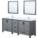 Lexora Ziva 84" W x 22" D Double Bath Vanity White Quartz Top with Faucet Set and 34" Mirrors