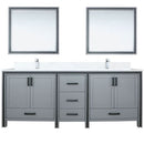 Lexora Ziva 84" W x 22" D Double Bath Vanity White Quartz Top with Faucet Set and 34" Mirrors