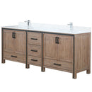 Lexora Ziva 84" W x 22" D Double Bath Vanity Cultured Marble Top and Faucet Set