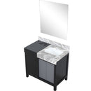 Lexora Zilara 36" W x 22" D Bath Vanity with Castle Grey Marble Top and 30" Mirror