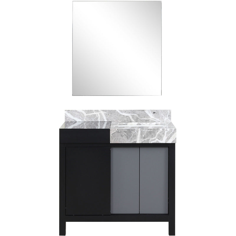 Lexora Zilara 36" W x 22" D Bath Vanity with Castle Grey Marble Top and 30" Mirror