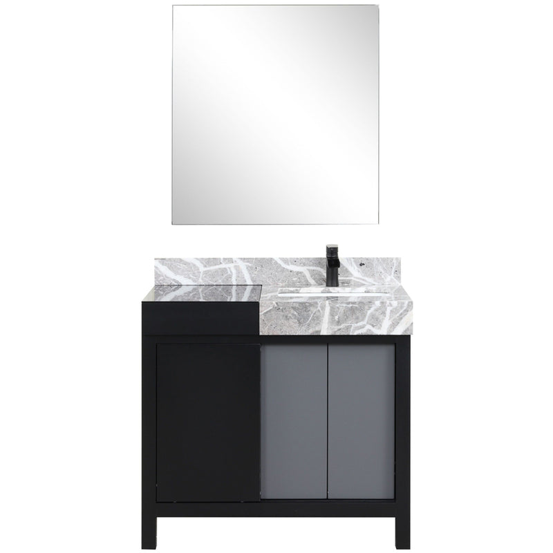 Lexora Zilara 36" W x 22" D Bath Vanity with Castle Grey Marble Top and 30" Mirror