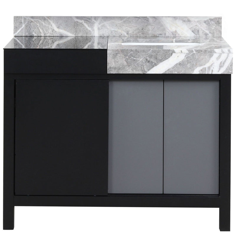 Lexora Zilara 42" W x 22" D Bath Vanity and Castle Grey Marble Top