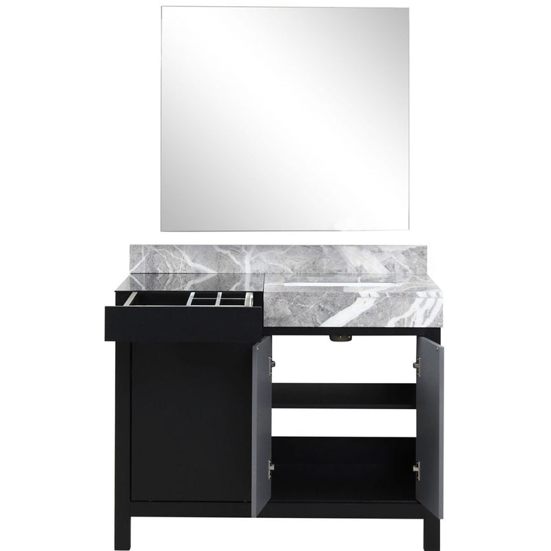 Lexora Zilara 42" W x 22" D Bath Vanity with Castle Grey Marble Top and 34" Mirror