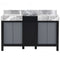 Lexora Zilara 55" W x 22" D Double Bath Vanity and Castle Grey Marble Top