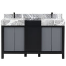 Lexora Zilara 55" W x 22" D Double Bath Vanity and Castle Grey Marble Top