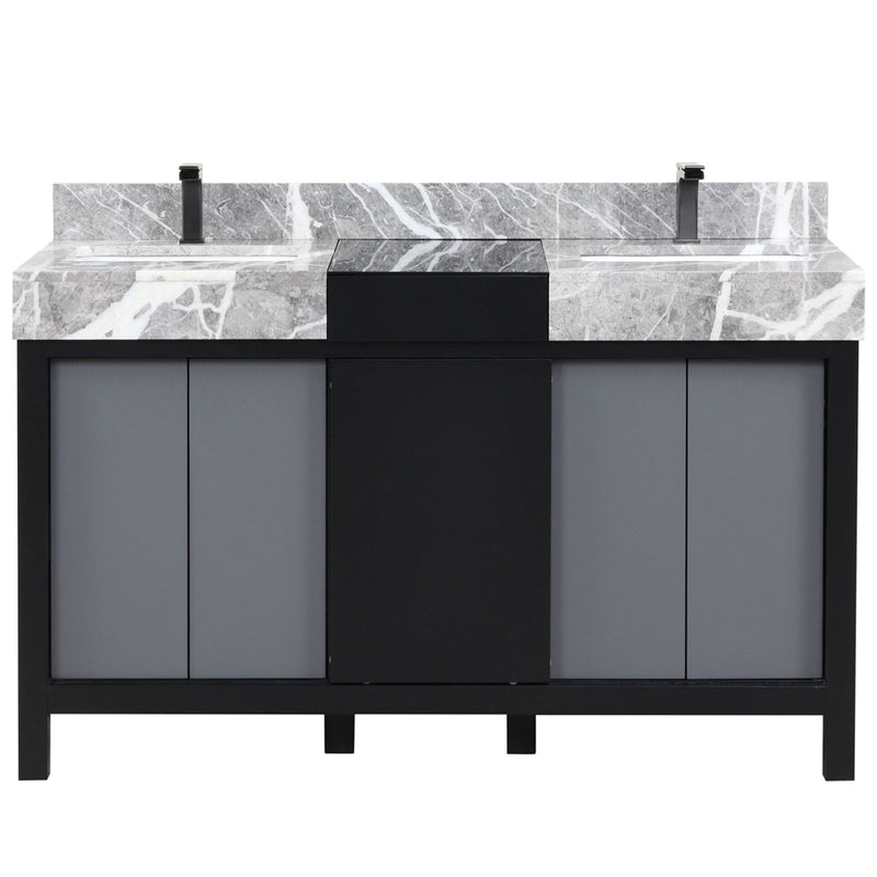 Lexora Zilara 55" W x 22" D Double Bath Vanity and Castle Grey Marble Top