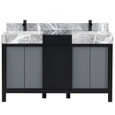 Lexora Zilara 55" W x 22" D Double Bath Vanity and Castle Grey Marble Top