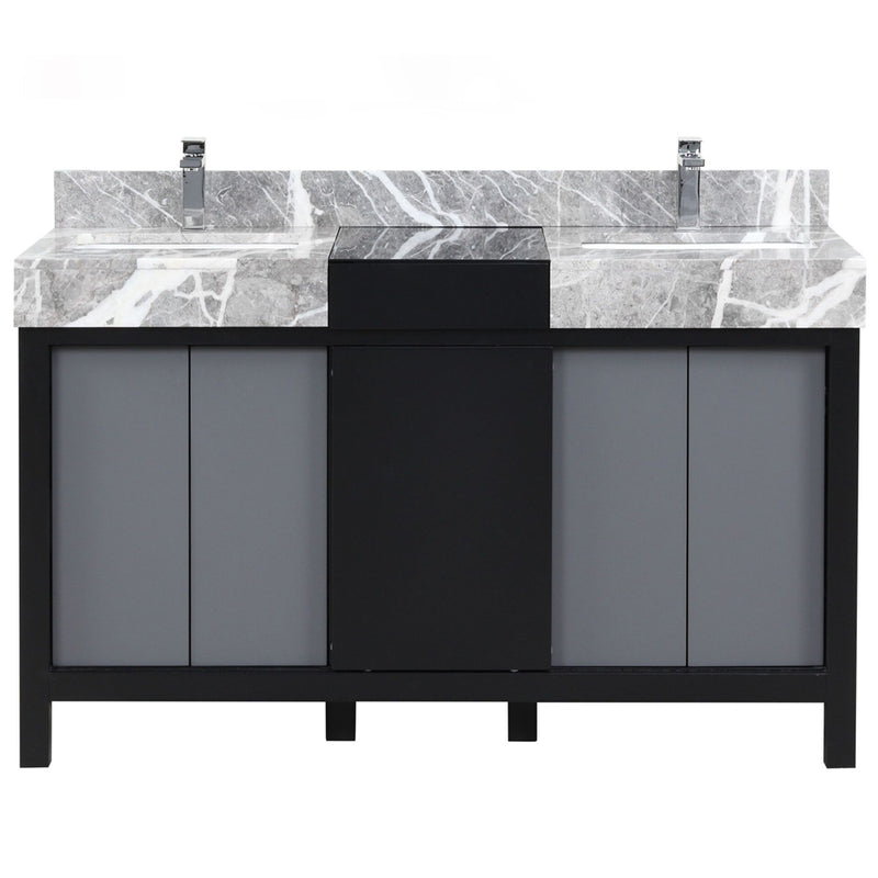 Lexora Zilara 55" W x 22" D Double Bath Vanity and Castle Grey Marble Top