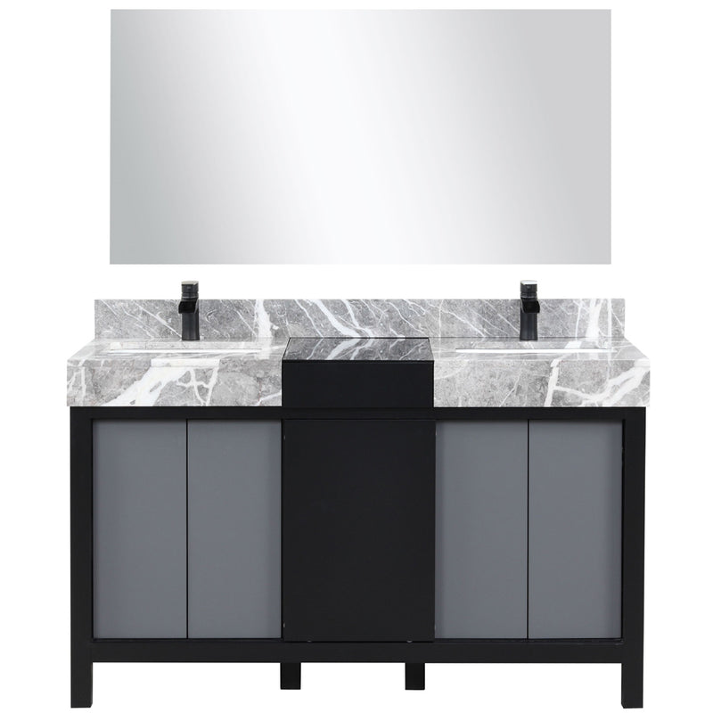 Lexora Zilara 55" W x 22" D Double Bath Vanity Castle Grey Marble Top and 53" Mirror