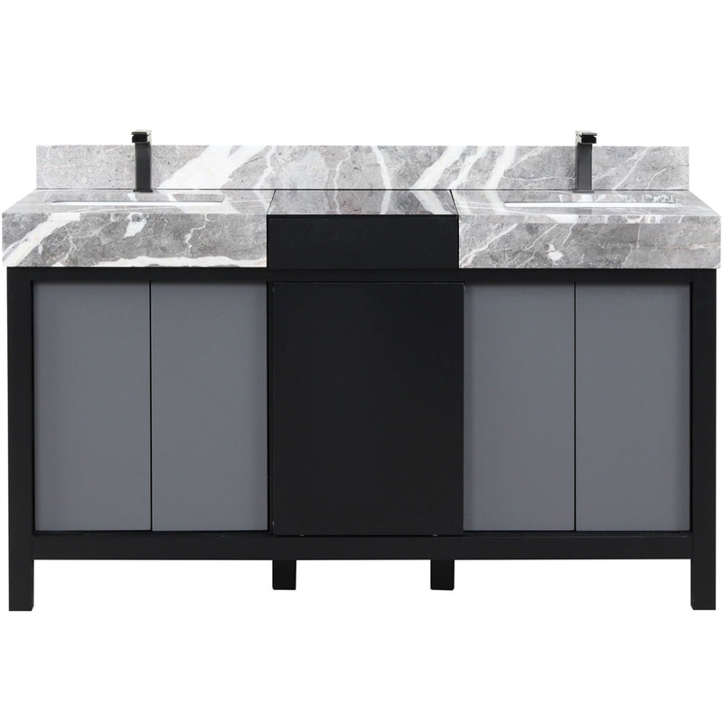 Lexora Zilara 60" W x 22" D Double Bath Vanity and Castle Grey Marble Top