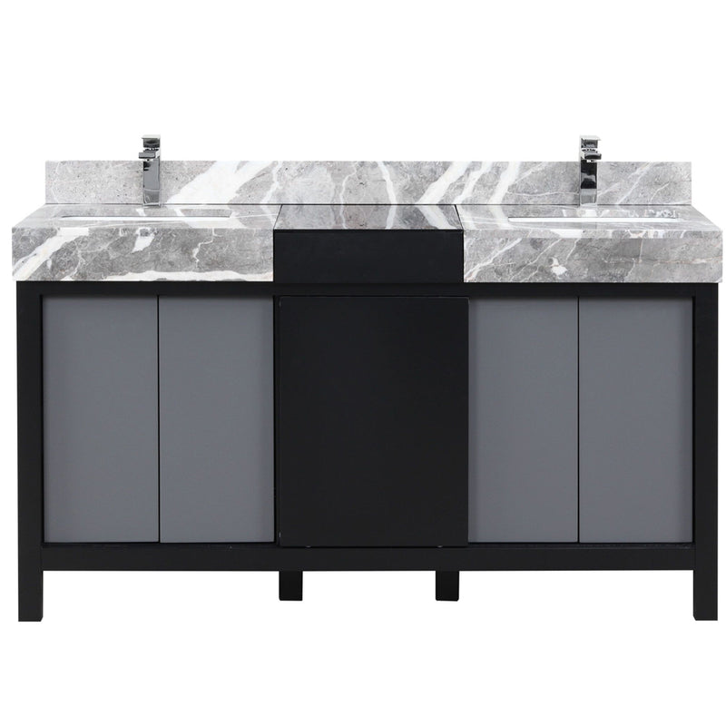 Lexora Zilara 60" W x 22" D Double Bath Vanity and Castle Grey Marble Top