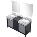 Lexora Zilara 60" W x 22" D Double Bath Vanity Castle Grey Marble Top and 28" Mirrors