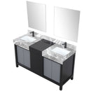 Lexora Zilara 60" W x 22" D Double Bath Vanity Castle Grey Marble Top and 28" Mirrors