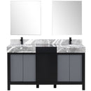 Lexora Zilara 60" W x 22" D Double Bath Vanity Castle Grey Marble Top and 28" Mirrors