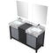 Lexora Zilara 60" W x 22" D Double Bath Vanity Castle Grey Marble Top and 28" Mirrors