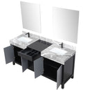 Lexora Zilara 72" W x 22" D Double Bath Vanity Castle Grey Marble Top and 28" Mirrors