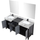 Lexora Zilara 72" W x 22" D Double Bath Vanity Castle Grey Marble Top and 28" Mirrors