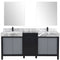 Lexora Zilara 72" W x 22" D Double Bath Vanity Castle Grey Marble Top and 28" Mirrors