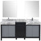 Lexora Zilara 72" W x 22" D Double Bath Vanity Castle Grey Marble Top and 28" Mirrors