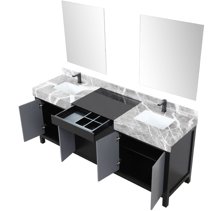 Lexora Zilara 80" W x 22" D Double Bath Vanity Castle Grey Marble Top and 30" Mirrors